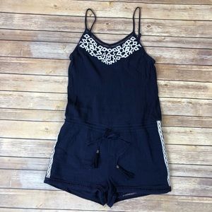 Michael Stars Navy Blue Embroidered Romper